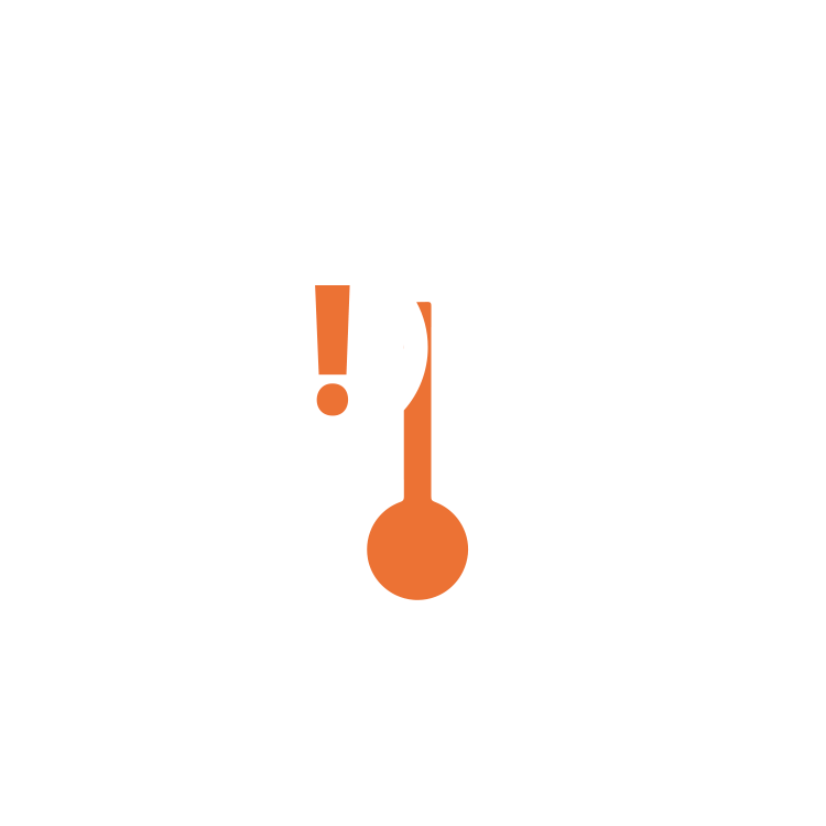 Icon showing a thermometer and an exclamation mark for temperature shock